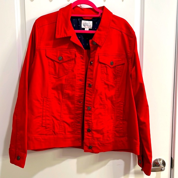 Market & Spruce Jackets & Blazers - Market & Spruce size 3x Camila Boyfriend Full Stretch red denim jacket